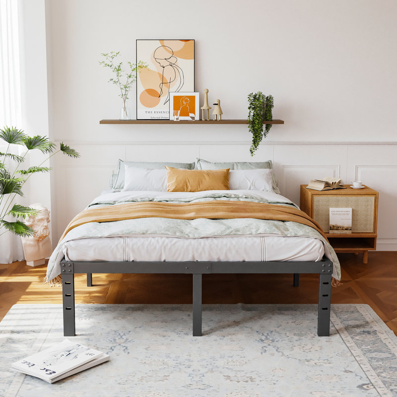 Latitude Run Amylia 18 Inch Metal Platform Bed Frame with Wood Slat Support Heavy Duty Mattress Foundation Noise Free Reviews Wayfair